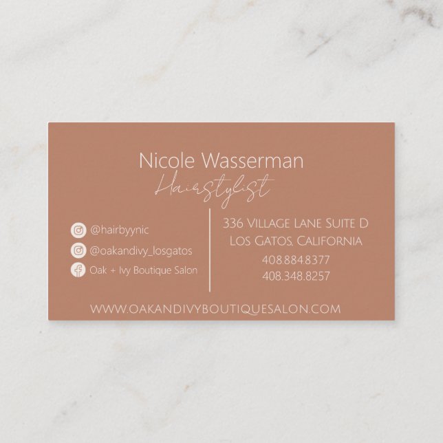 Oak + Ivy Business Card (Back)