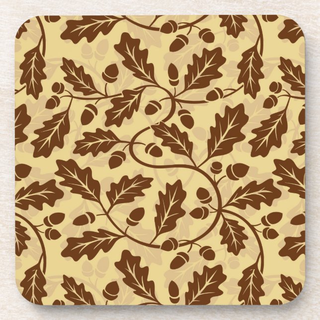 Oak leaf acorn background coaster (Front)
