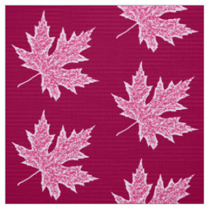 Oak leaf - burgundy wine and pink fabric