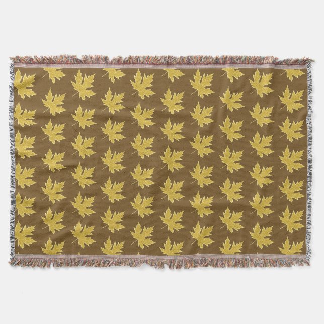 Oak leaf - camel tan and brown throw blanket (Front)