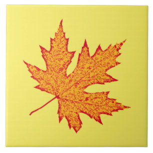 Oak leaf - orange and mustard gold ceramic tile