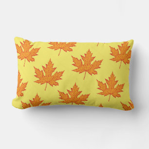 Oak leaf - orange and mustard gold lumbar cushion