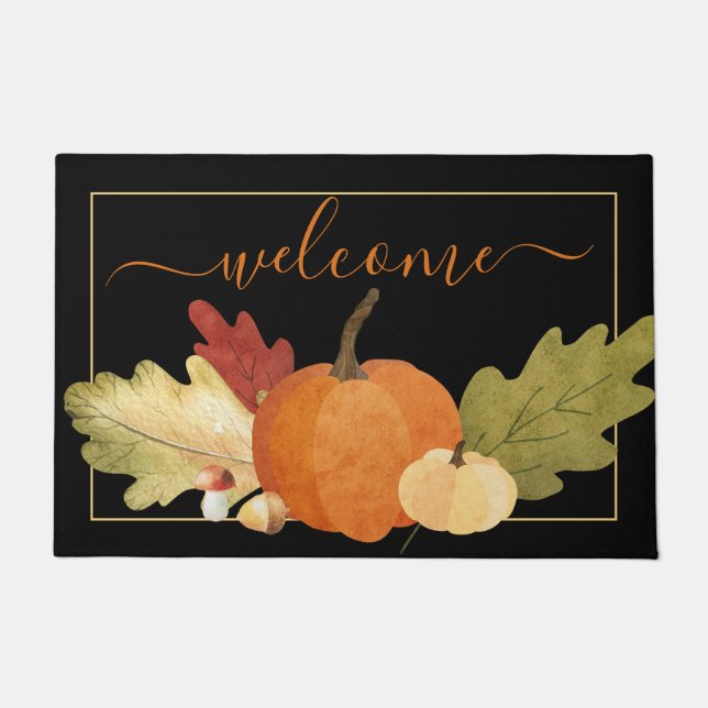 Oak Leaf & Pumpkin WELCOME Doormat (Front)