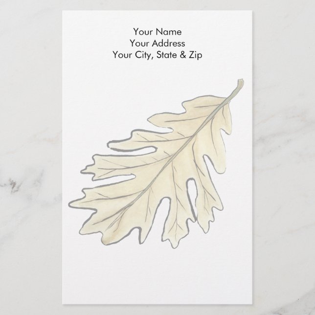 Oak Leaf Watercolor Stationery (Front)