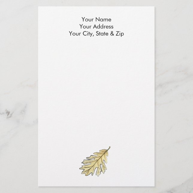 Oak Leaf Watercolor Stationery (Front)