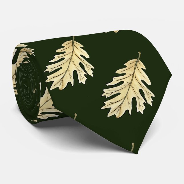 Oak Leaf Watercolor Tie (Rolled)