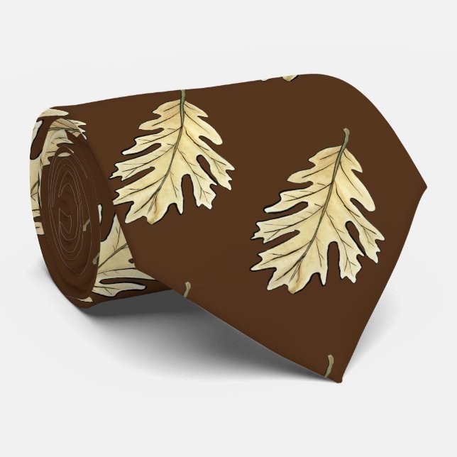 Oak Leaf Watercolor Tie (Rolled)