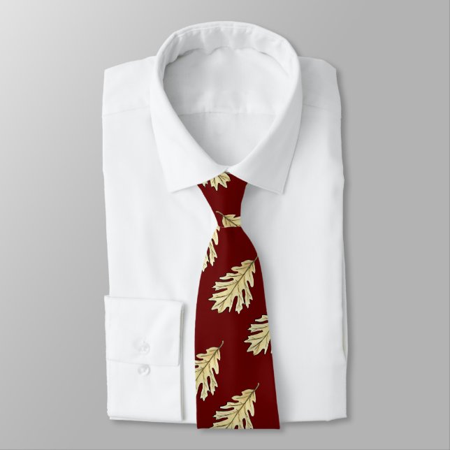 Oak Leaf Watercolor Tie (Tied)