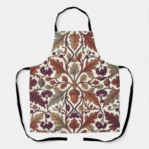 Oak Leaves Acorns Berries William Morris Style  Apron