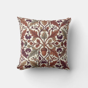 Oak Leaves Acorns Berries William Morris Style Cushion