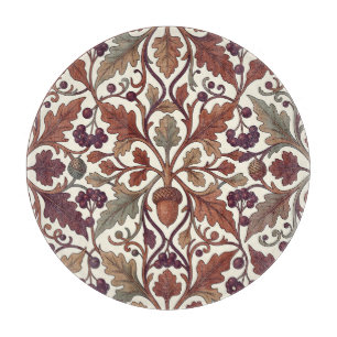 Oak Leaves Acorns Berries William Morris Style Cutting Board