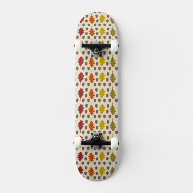 Oak leaves and Acorns Fall Autumn Pattern Skateboard (Front)
