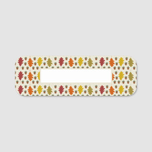 Oak leaves and Acorns Fall Autumn Patterned Name Tag