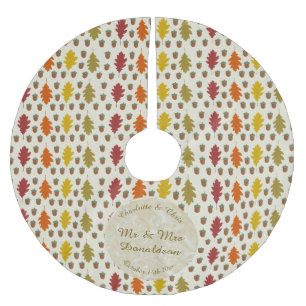 Oak leaves and Acorns Fall Autumn Wedding Custom Brushed Polyester Tree Skirt