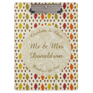 Oak leaves and Acorns Fall Autumn Wedding Custom Clipboard