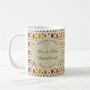 Oak leaves and Acorns Fall Autumn Wedding Custom Coffee Mug