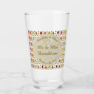 Oak leaves and Acorns Fall Autumn Wedding Custom Glass