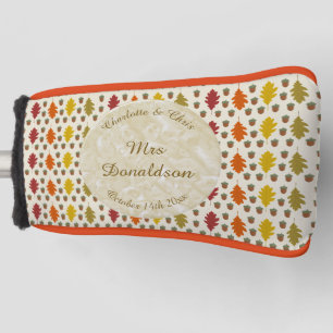 Oak leaves and Acorns Fall Autumn Wedding Custom Golf Head Cover