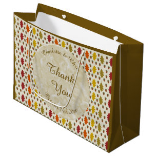 Oak leaves and Acorns Fall Autumn Wedding Custom Large Gift Bag
