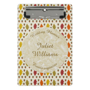 Oak leaves and Acorns Fall Autumn Wedding Custom Mini Clipboard