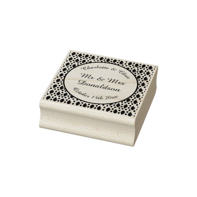 Oak leaves and Acorns Fall Autumn Wedding Custom Rubber Stamp (Stamp)