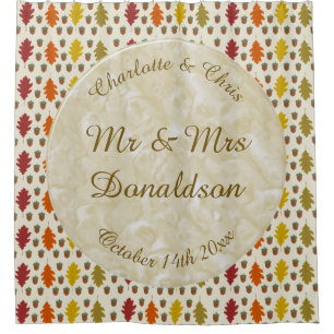 Oak leaves and Acorns Fall Autumn Wedding Custom Shower Curtain