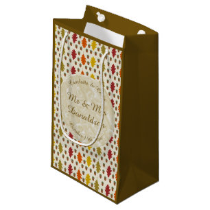 Oak leaves and Acorns Fall Autumn Wedding Custom Small Gift Bag