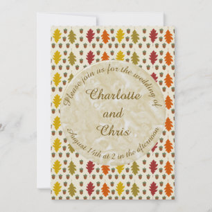 Oak leaves and Acorns Fall Autumn Wedding Invitation