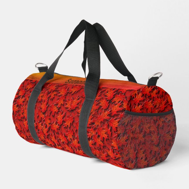 Oak Leaves Nature Art Pattern  Personalised Duffle Bag (Right Corner)
