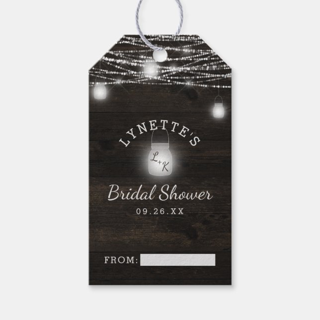 Oak Ridge Rustic Dark Wood Bridal Display Shower Gift Tags (Front)