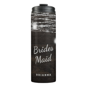 Oak Ridge Rustic Dark Wood Personalised Bridesmaid Thermal Tumbler