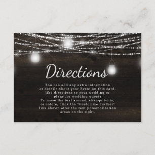Oak Ridge Rustic Dark Wood Wedding Directions Enclosure Card
