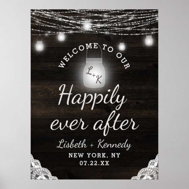 Oak Ridge Rustic Happily Ever After Reception Sign (Front)