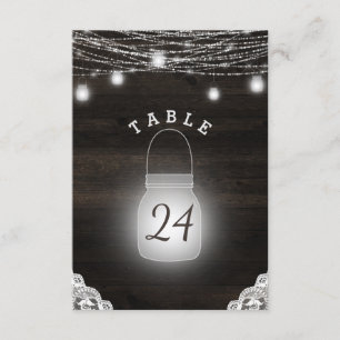 Oak Ridge Rustic Mason Jars Wedding Table Numbers