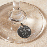 Oak Ridge Rustic Mother of the Bride Personalised Wine Charm<br><div class="desc">Oak Ridge Rustic Dark Brown Barn Wood, Sparkling Mason Jars, and Glowing String Lights Design with Twinkling strands of dangling lights and jars on a deep rich wood texture with white accents. With Modern Typography Script Fonts. A rustic elegant country farmhouse style design - Personalised Mother of the Bride Wine...</div>