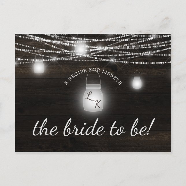 Oak Ridge Rustic Wood Bride to Be Recipe Card (Front)