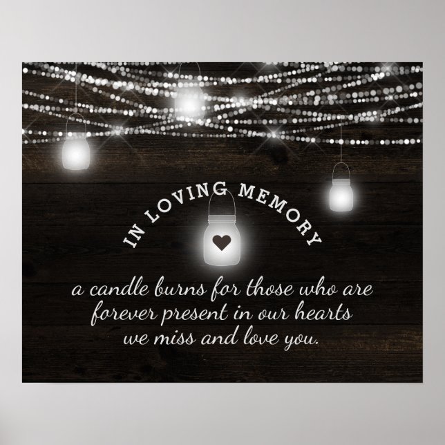 Oak Ridge Rustic Wood In Loving Memory Sign (Front)