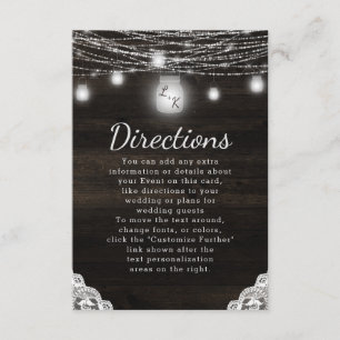 Oak Ridge Rustic Wood & Lace Wedding Directions Enclosure Card