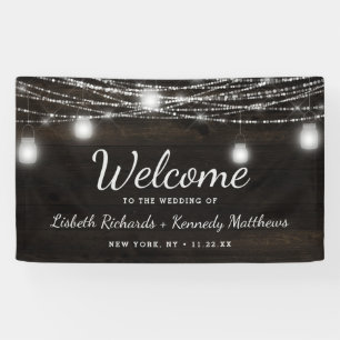 Oak Ridge Rustic Wood & Mason Jars Wedding Welcome Banner