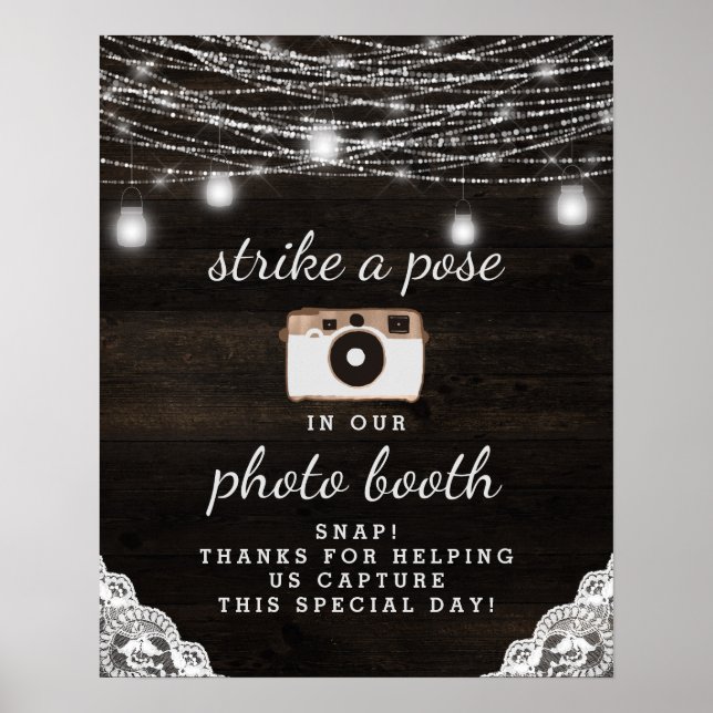 Oak Ridge Rustic Wood Photo Booth Wedding Sign (Front)