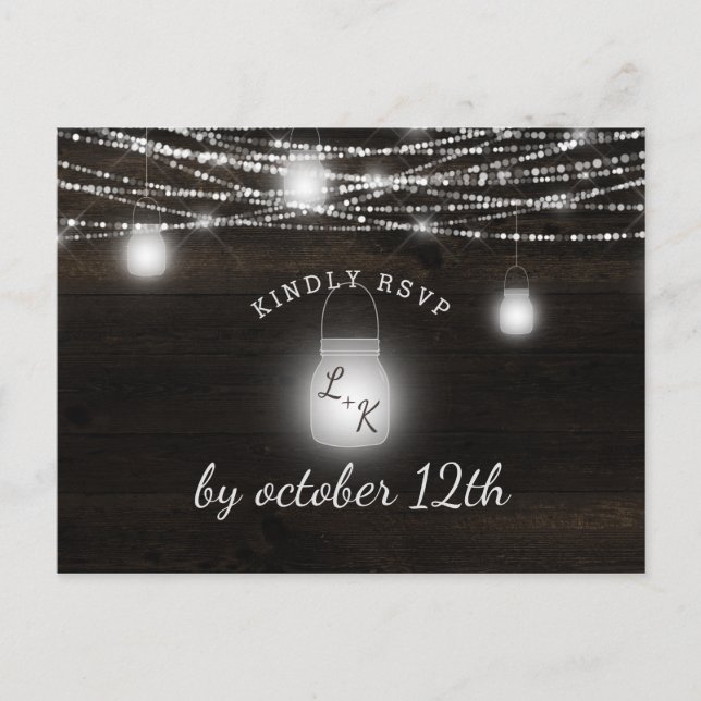 Oak Ridge Rustic Wood Wedding Meal Choice RSVP Postcard (Front)