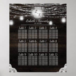 Oak Ridge Rustic Wood Wedding Table Seating Chart