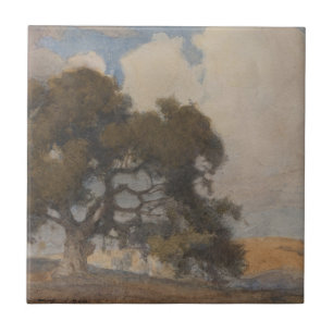 Oak Tree (1910) – Majestic Vintage Watercolor Ceramic Tile