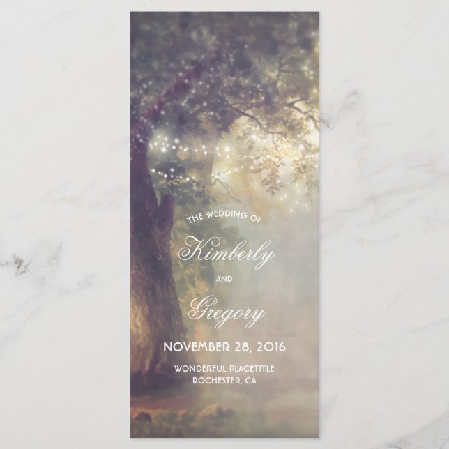 Oak Tree and String Lights Rustic Wedding Programs (Front)