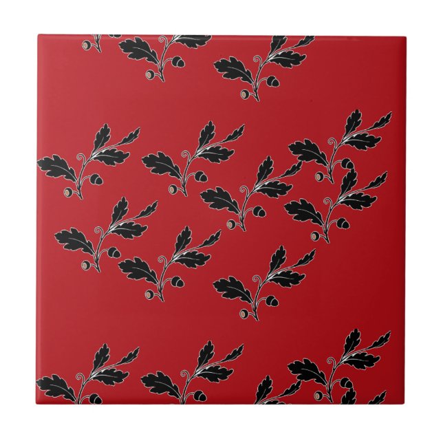 oak tree branches on red ceramic tile (Front)