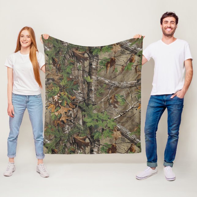 Oak Tree Camouflage Pattern Truck Van Car Fleece Blanket (In Situ)