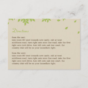 Oak Tree Directions Card