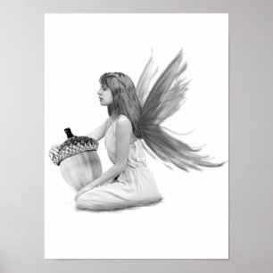 Oak Tree Fairy with Acorn Poster