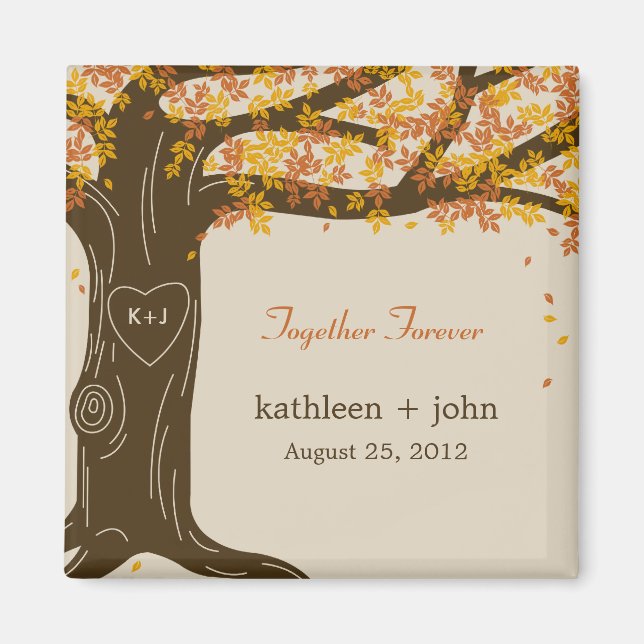 Oak Tree Fall Wedding Magnet (Front)