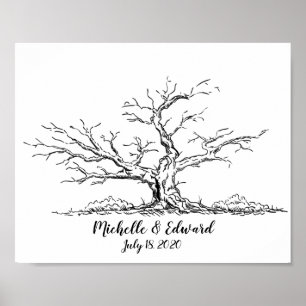 Oak Tree Fingerprint Guestbook For Family